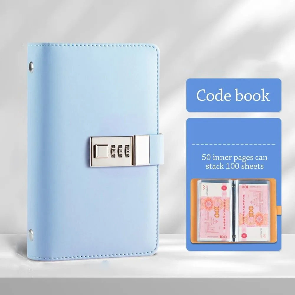A6 Code Notebook for Money Solid Color Anti-splash Water Cash Budget Ledger Diary Notepad Daily Plan