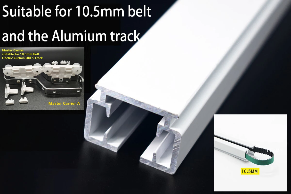 2PCS Electric Curtain Track Master Carrier for Electric Curtain Track. Two Kinds of Pulley Suitable for 10.5mm or 11.5mm Belt.