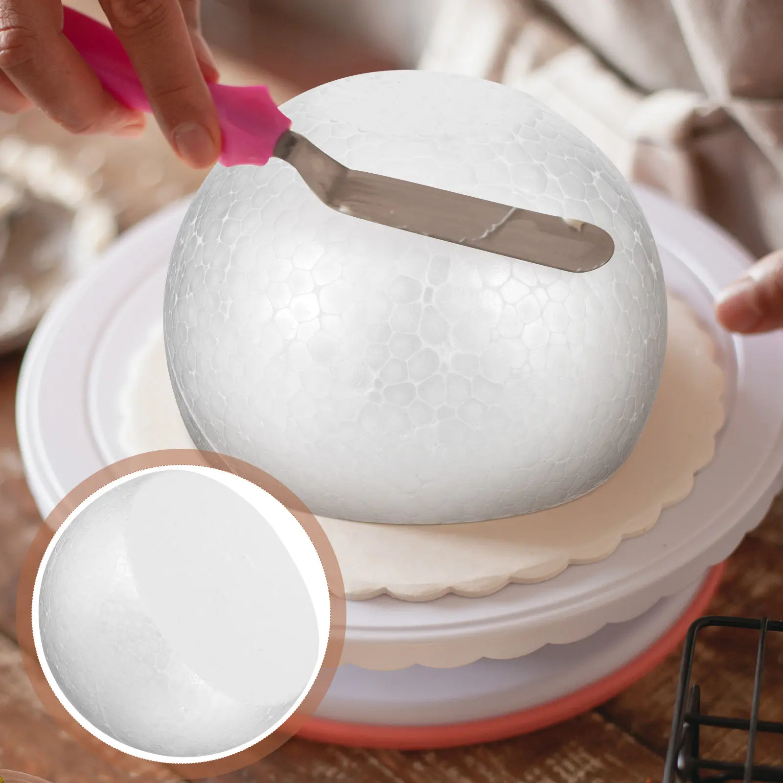 Foam Cake Dummy Lightweight Polystyrene Half Sphere Mold Reusable for Wedding Display Practicing Decorating Fake Cake DIY