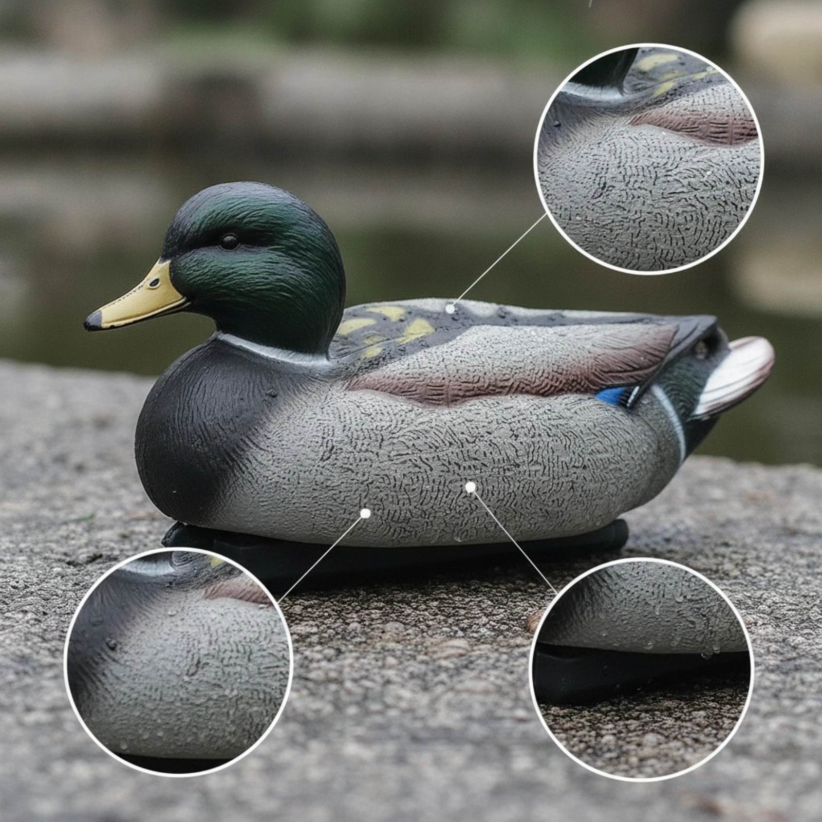 Duck Figurine Textured Duck Statue Bird Figurine Long-Lasting Decor Nature-Inspired for Gardeners, Garden, Pond view 6