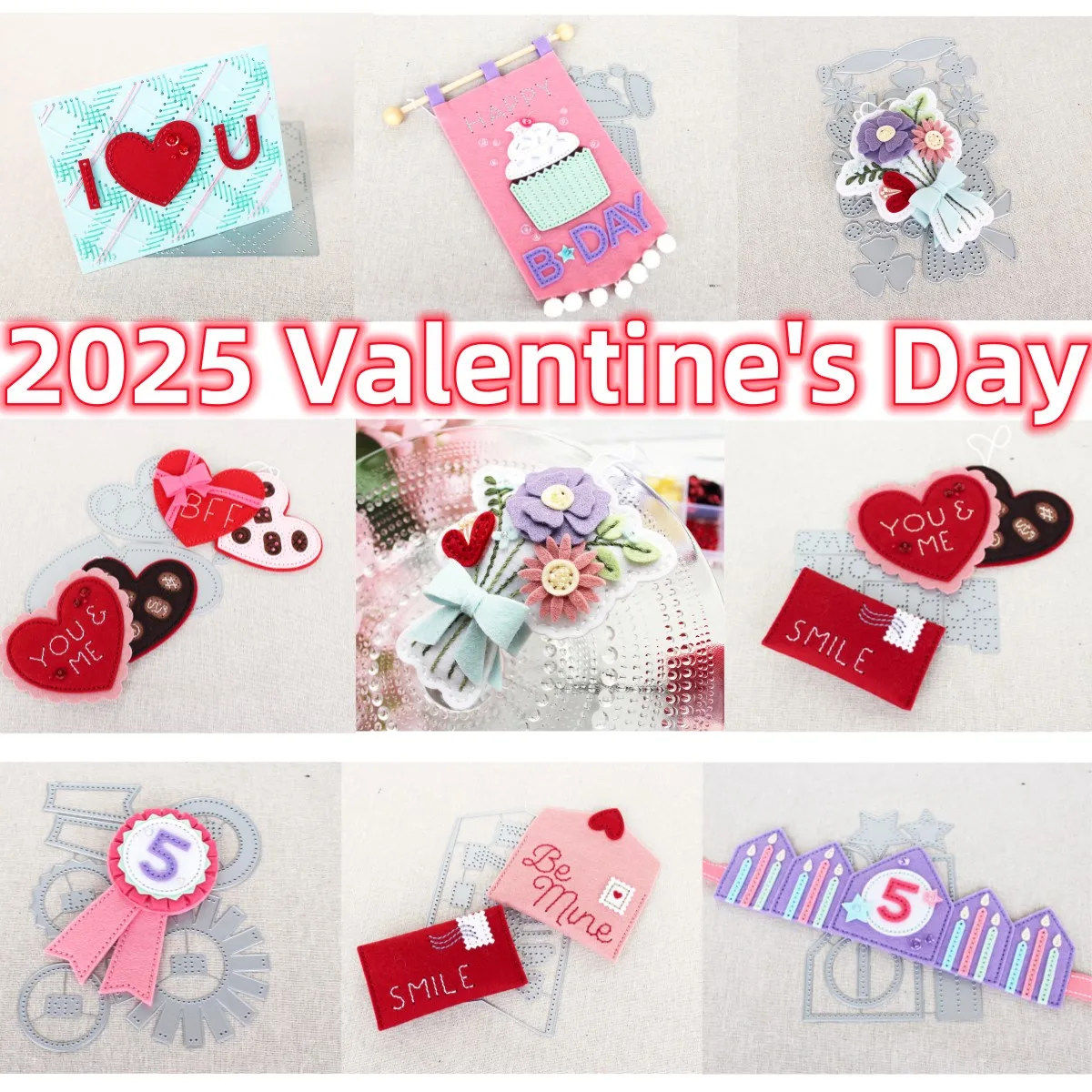 

New Valentine's Day Heart Fresh Flowers Birthday Crown Metal Cutting Dies For DIY Scrapbook Decoration Embossing Template Card