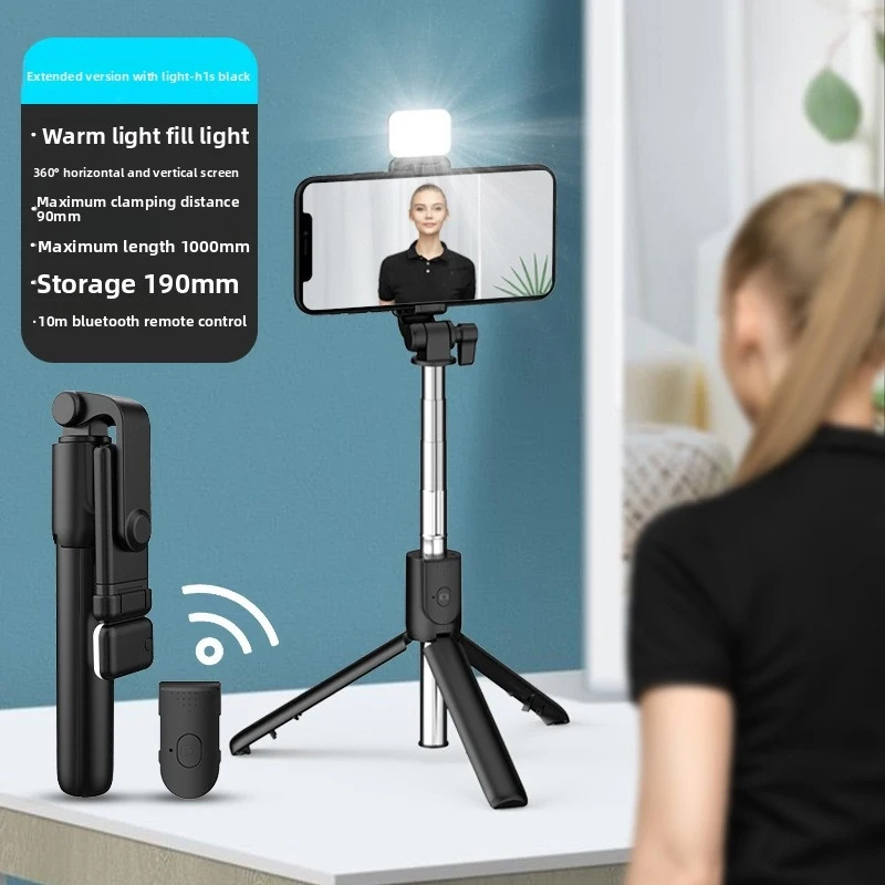 Extendable 1M Selfie Stick Tripod with Bluetooth Remote LED Fill Light All-in-One Phone Holder for Photography Vlogging view 6