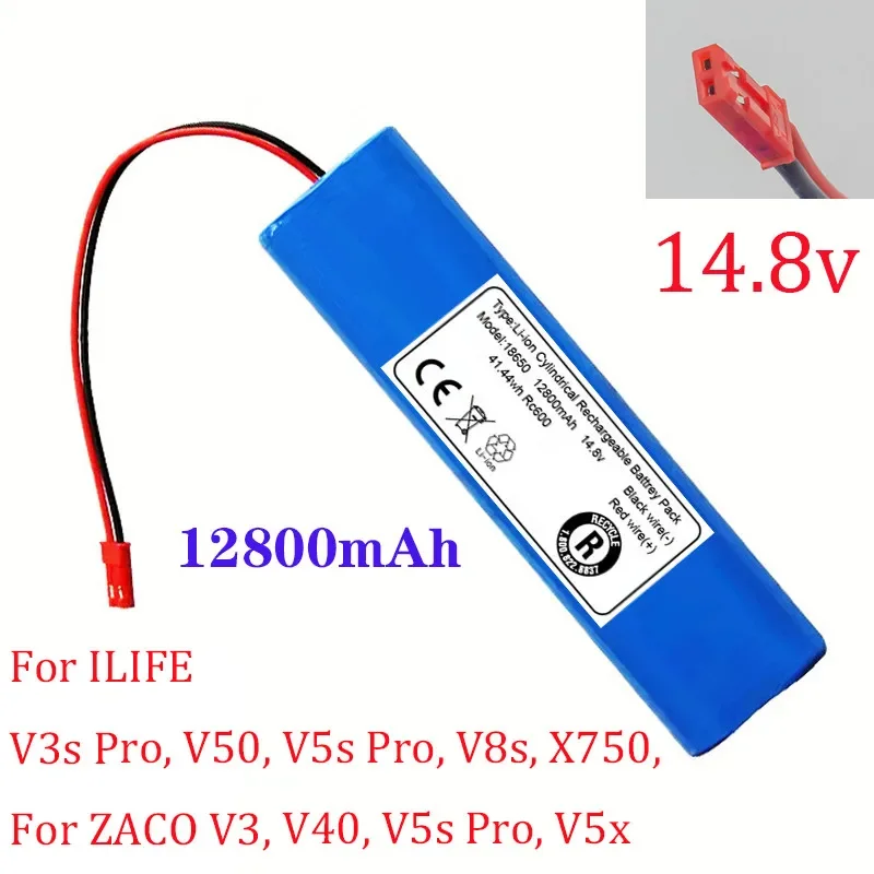 100% original 14.8V 12800mAh 18650 Lithium Battery For ILIFE V3s Pro, V50,V55, V5s Pro, V8s, X750 Robot Vacuum Cleaner Battery