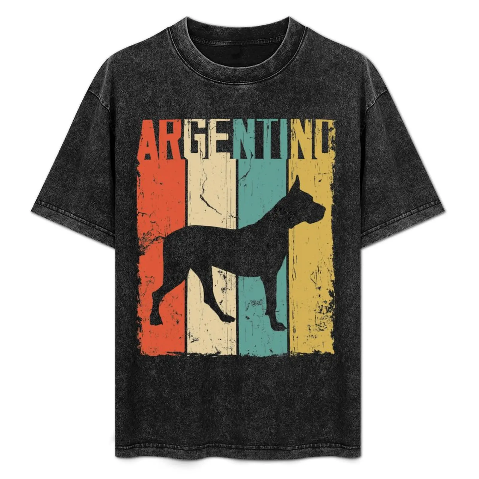 Camiseta estilo retro vintage con diseño de perro Dogo Argentino, camiseta informal básica de color liso
