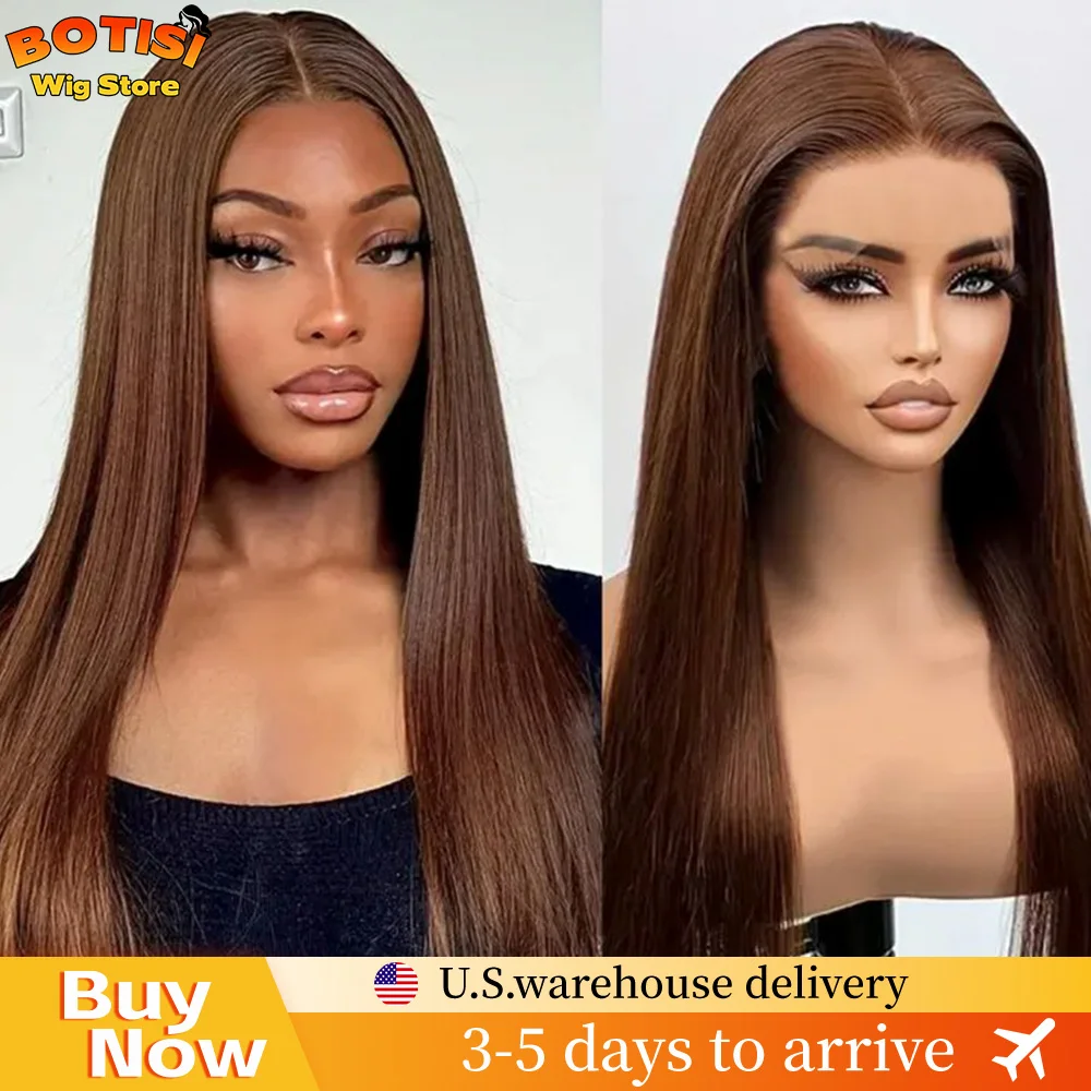 

Botisi 13x4 Кружева Фронтальная Кость Прямые Парики Человеческих Волос 13x6 Hd Парик Фронта Шнурка Прямые Шоколадно-Коричневые Человеческие Волосы Для Женщин