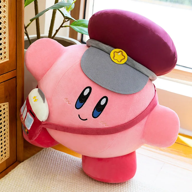 45-65cm-kirby-plush-toy-cute-stuffed-doll-big-cartoon-cute-anime-conductor-hug-pillow-gift-for-kids-birthday-room-decoration