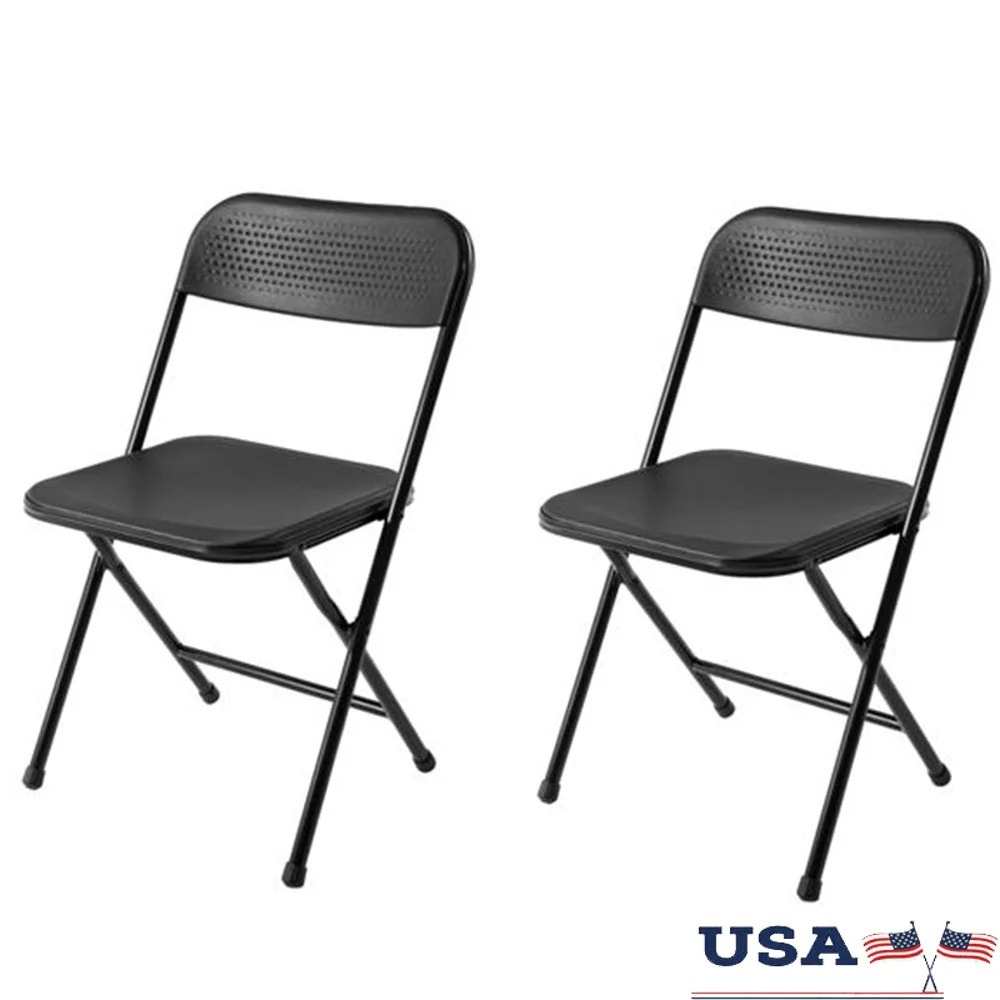 

2 Pack Lightweight Folding Chair with Steel Frame Easy Storage Indoor Use Non-Marring Foot Caps Comfortable Contoured Backrest