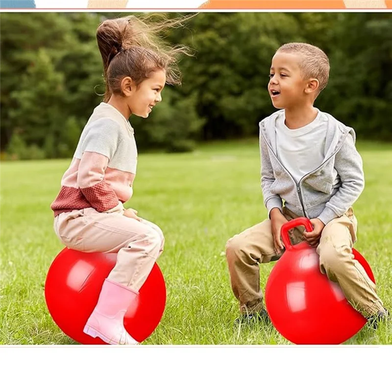 Rtshe-brinquedo infantil de pvc com alça, bola elástica, bola elástica inflável com alça, bola de salto
