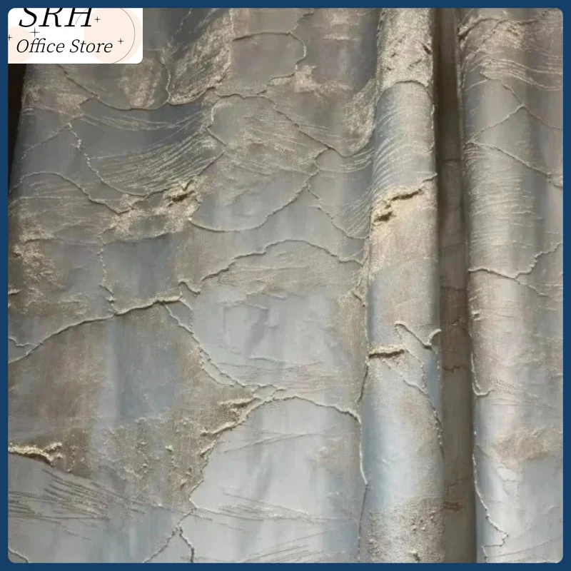 

Blackout Blue Curtains for Living Room Luxury Bedroom Gold Wire Relief Life Cotinas De Sala Home Decoration Customized Windows