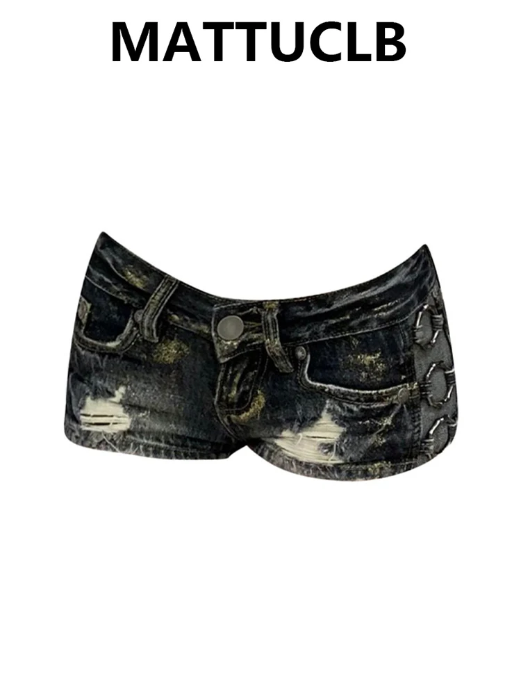 

Лето 2025 г., женские японские джинсовые шорты Y2K 2000-х годов, джинсовые шорты с низкой посадкой, Harajuku, гранж-панк, новинка Gyaru Coquette Kpop, сексуальные