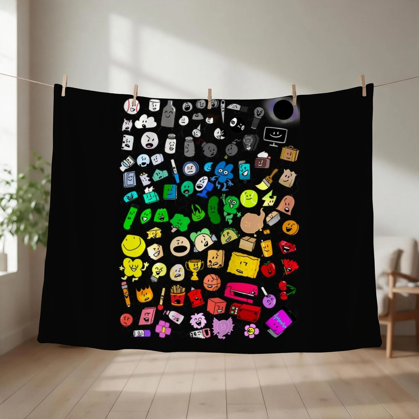 Classic BFDI Inanimate Insanity All Characters (Transparent) Throw Blanket Bed covers anime Luxury Brand Designers Blankets