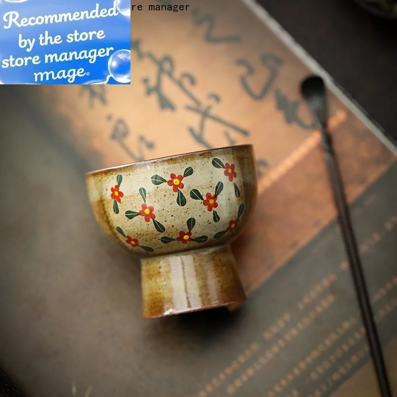 

70 мл ручная роспись маленькая чайная чашка с фрагментарным цветком винтажная чашка с высокой ножкой китайская дегустационная чайная кружка бытовая посуда для напитков