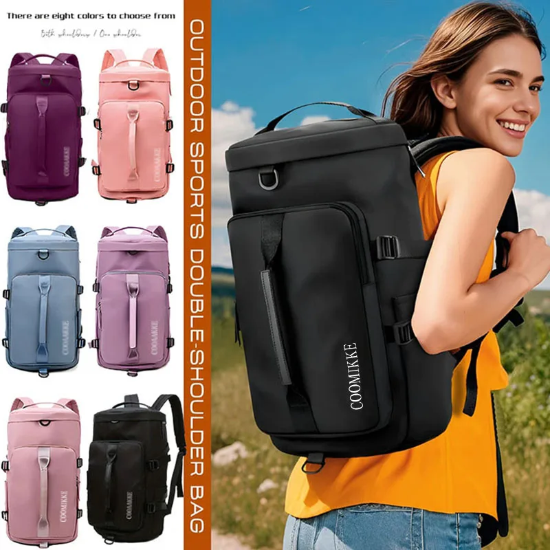 Durable Water Resistant Women Travel Backpack Multi‑pocket Convertible Duffle Rucksack Lightweight For Trip Gym Use