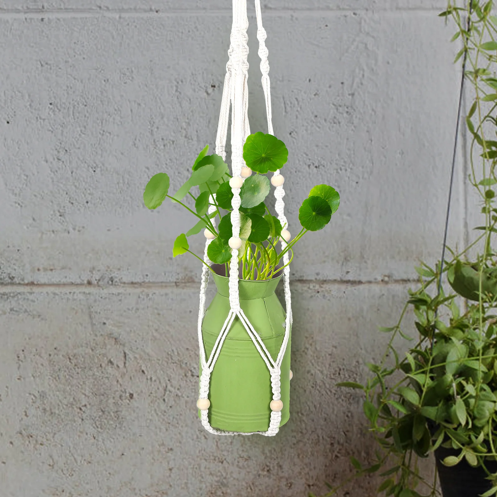 

2Pcs Hanging Flower Pot Net Bag Plant Holder Basket Planter Cotton Rope Hangers Indoor Woven Storage Space Saving Wall