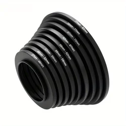 9pcs Filter Lens Step Up Rings Adapter Set 37-49-52-55-58-62-67-72-77-82mm 49mm-82mm Filter Lens Camera Accessories