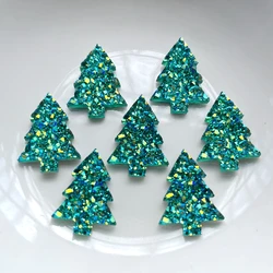 10 pcs 23mm * 17mm green ab crystal Christmas tree gem flat back rhinestone applique DIY scrapbook accessories