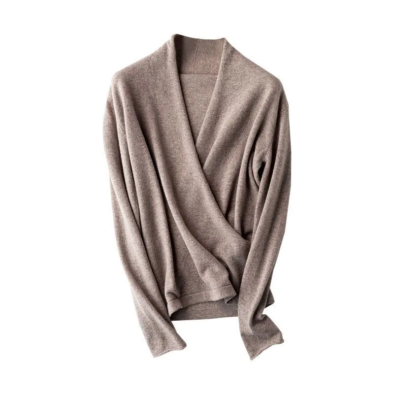 100% Merino Wool Kimono Pullover For Women\'s V-Neck Loose And Fashionable Sweater Spring And Autumn New Cashmere Knitted Top