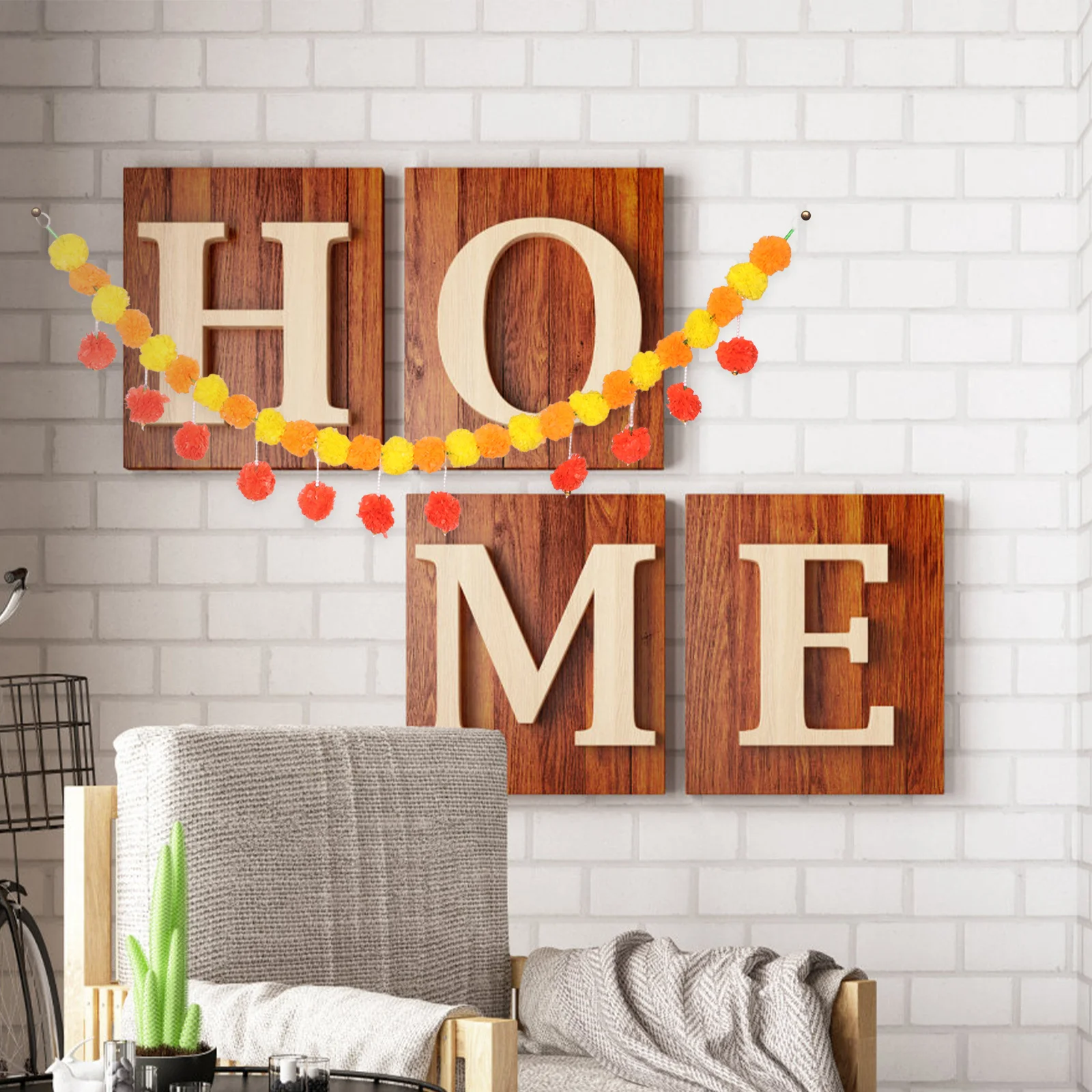 

Marigold Garland For Decoration Artificial Flowers Hanging Ornaments Day Of The Dead Wedding Party Home Decor Door Hanging