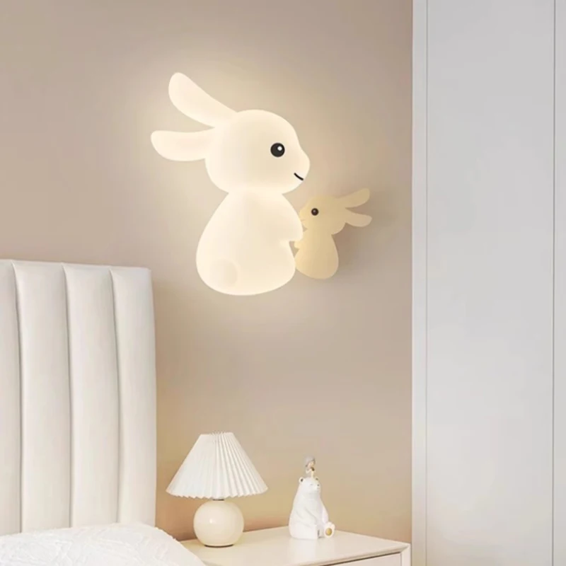 Cute Rabbit Wall Lamps LED Children\'s Room Lamp Modern Simple Warm Baby Room Nursery Little Girl Boy Bedroom Bedside Wall Lights