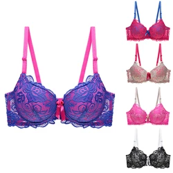 Plus Size Lace Bras for Women's Bralette Underwear Sexy Lingerie Super Push Up Brassiere Girl Deep V Ropa Interior Femenina 2023