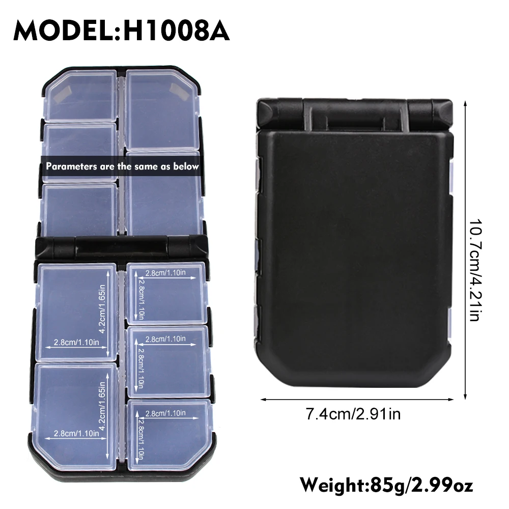 PROBEROS 1 Stück Kunststoff-Angelzubehör-Aufbewahrungsbox Tragbare Doppelseitige Köder- und Hakenorganizer Mini-Utility-Angelköderbox – Detail 10
