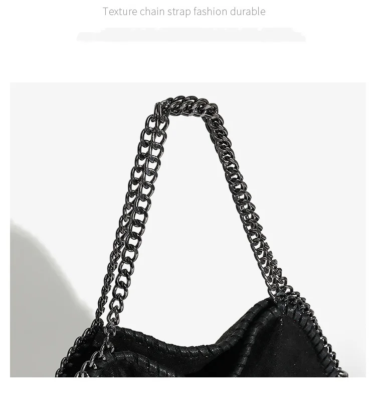 Mode frauen Kette Schulter Tasche Vintage Große Kapazität Umhängetasche Weibliche Faltbare Einfarbig Handtaschen Einkaufstaschen – Detail 21