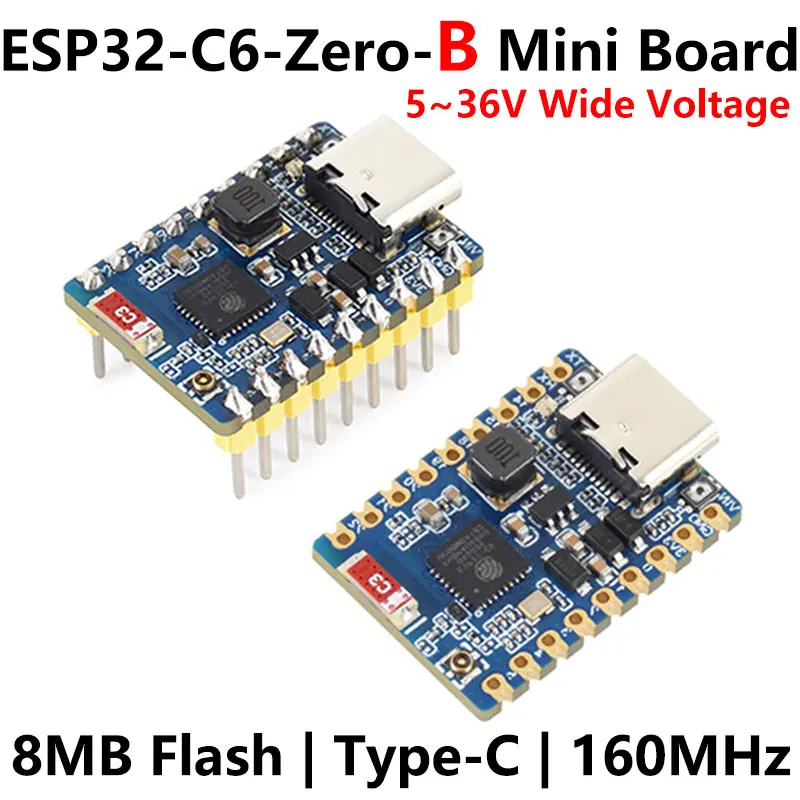 ESP32-C6 Zero B Mini Wide Voltage Board  5 ~ 36V Wide Voltage Supports WiFi 6 and Bluetooth 5