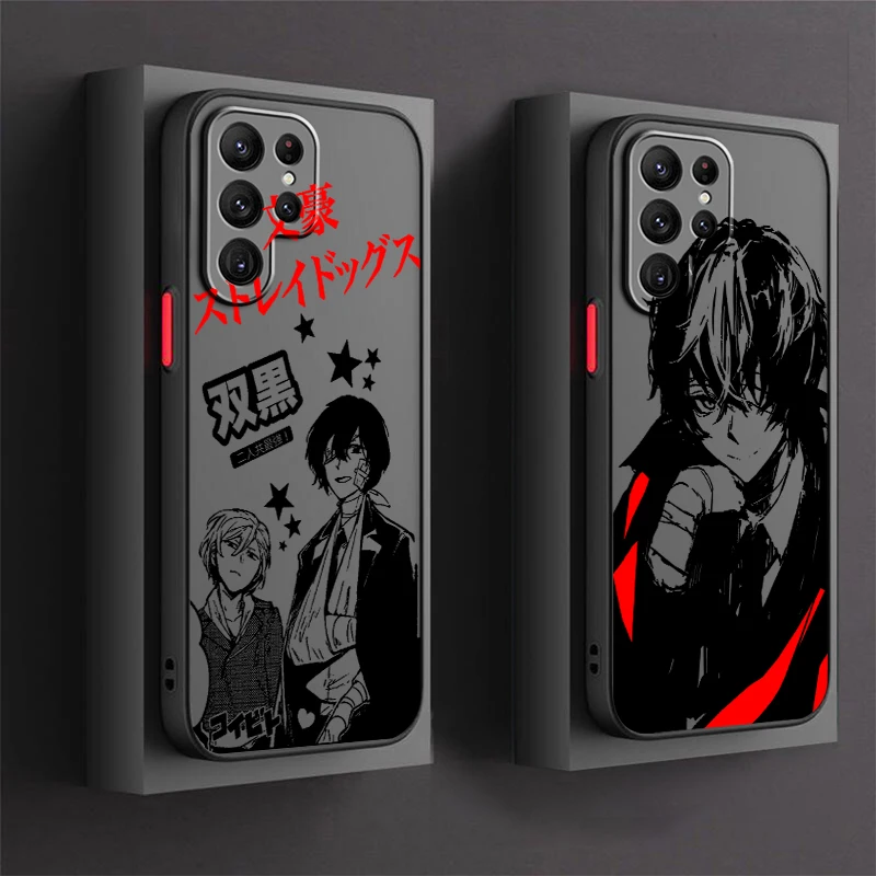 

B-Bungo S-Stray Dogs Cool Cute Frosted Translucent For Samsung Note 20 A35 A03 A54 A31 A22 A34 A14 A24 A04 A55 5G Soft