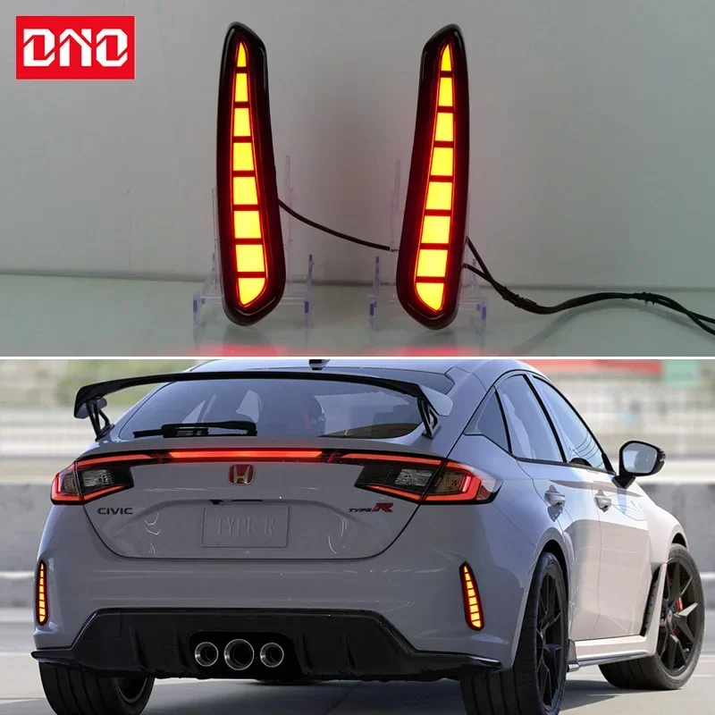 Car LED Rear Bumper Lamps For Honda Civic Type R 2023 2024 Brake Light Turn Signal Backup Reflector Lamp Reverse Fog Taillights