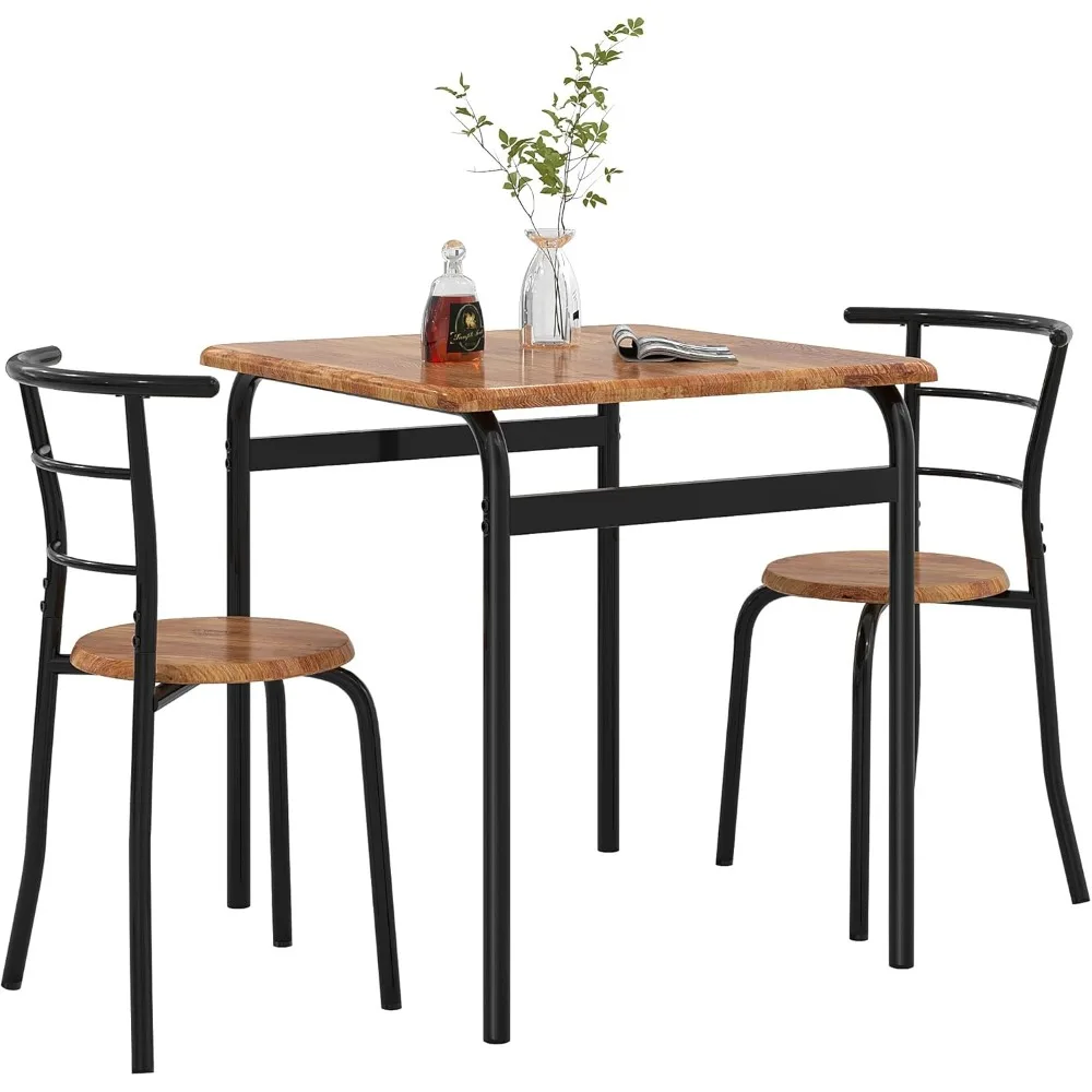 Dining Table Set for 2, 3-Piece Modern Dinette with Chairs for Small Space, Kitchen, Breakfast Nook