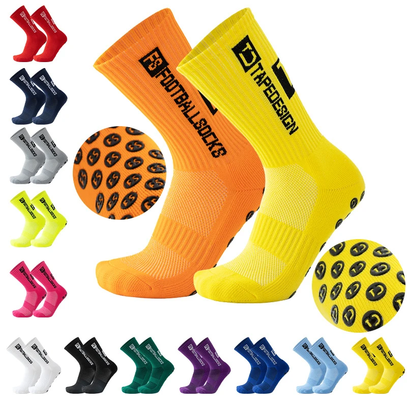 

5PCS Anti Slip Soccer Socks with Grip Pads Thick Terry Sole Sweat Absorbing & Deodorizing for Men Football Basketball