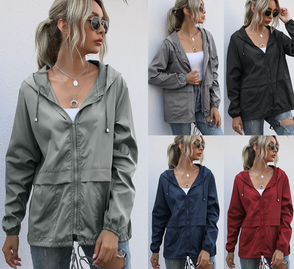 Women Solid Rain Jacket 2026 Outdoor Hiking Hoodie Waterproof WindProof Long Coat Femme Warm Outwear Women Clothing Windbreaker view 5