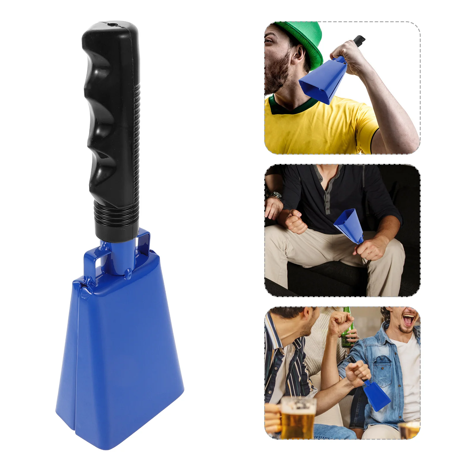 

Metal Cowbell Cheering Handle Loud Noise Maker Sporting Events Football Parties School Farm Cowbells