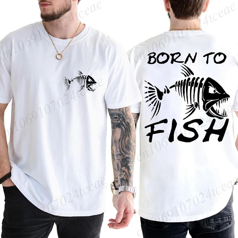 

Забавная рубашка Born To Fish, модные футболки с рыбаками, забавные футболки с короткими рукавами для любителей рыбалки, повседневная летняя мужская уличная футболка