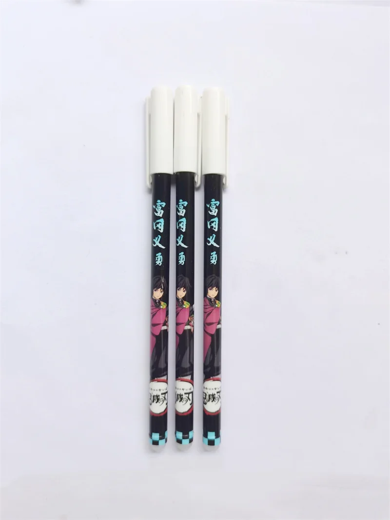 3pcs/lot Kawaii Demon Slayer Erasable Gel Pen Cute 0.5mm Blue Ink Signature Pens Promotional Gift Office School Supplies