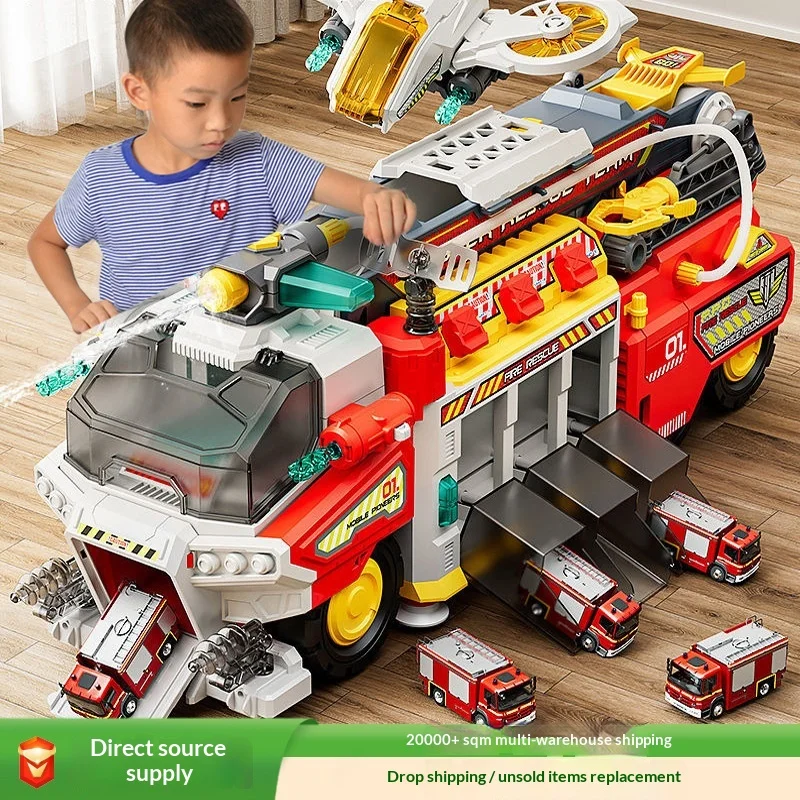 

Пожарная машина Sam's Club Style, большая, многофункциональная, с функцией спасения, с мини-пожарными машинками, распылением воды, большого размера, для малышей и детей