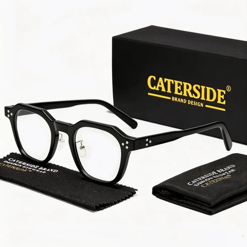 CATERSIDE Retro Herren Eckige Flache Leichte Brille Hochwertige Tr-90 Brillengestelle Damen Outdoor Business Festival Geschenkbrille – Detail 9