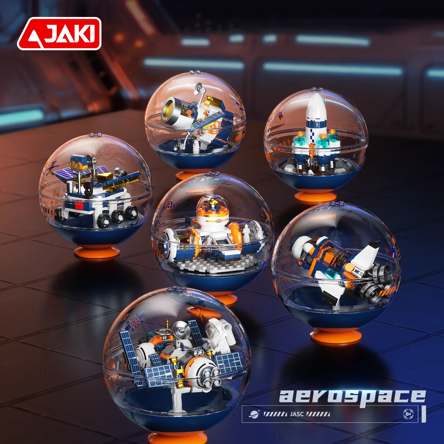 مجموعة ألعاب مكعبات البناء العالية الجودة من JAKI، لعبة تجميع نموذجية من سلسلة الفضاء والفضاء، لعبة عصرية، زينة، هدية عيد ميلاد للأطفال