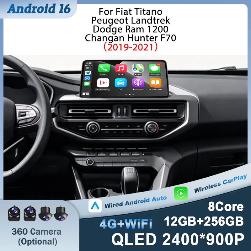 Android 16 (OS) 12.3 inch For Fiat Titano Peugeot Landtrek Dodge Ram 1200 Changan Hunter F70 2019-2021 Accessories Auto Tools 4G