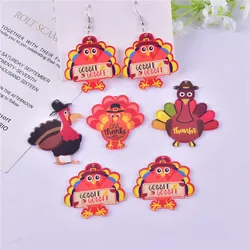 10pcs/pack Thanksgiving Turkey Arcylic Charms for DIY Earring Jewelry Making