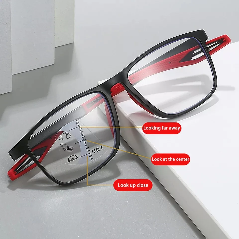 Photochromic TR90 Anti-blue Light Multifocal Reading Glasses New Progressive Near Far Eyewear Men Women Sports Eyeglasses