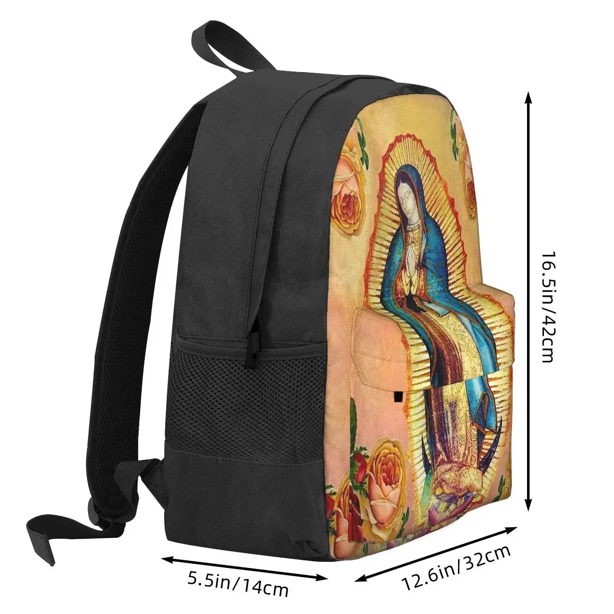 Our Lady Of Guadalupe Virgin Mary And Roses Backpack Student BookBag Kids School Bag Laptop Shoulder Bags for Men Women