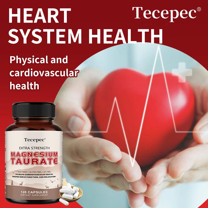 Magnesium Taurate Capsules, High Absorption Chelated, Supports Heart Health, Calm Stress, Restful Sleep & Restless Leg Relief