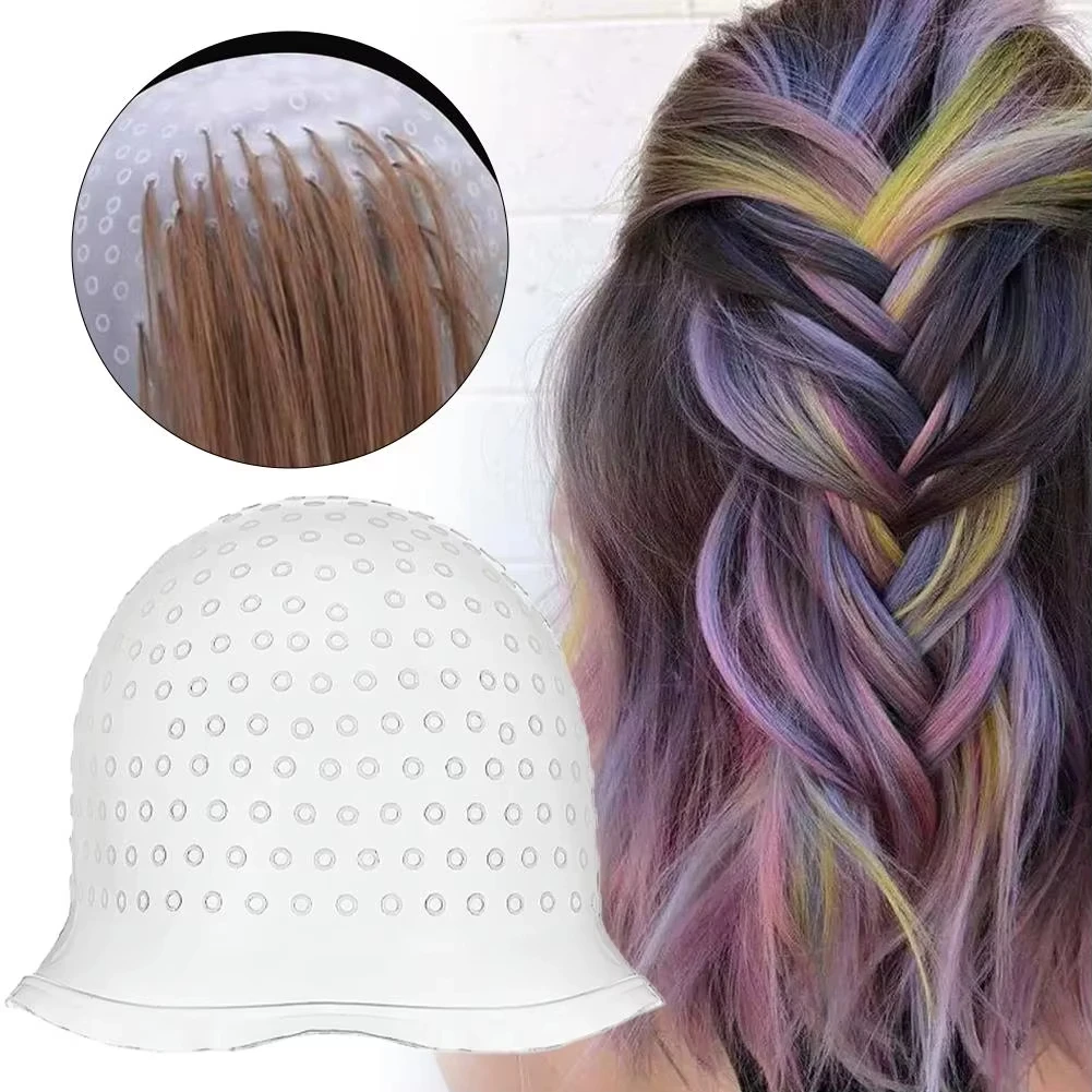 Reusable Silicone Highlight Cap for Hair Coloring with 1 Needle Hairdressing Highlighting Cap for Men Women Salon Use