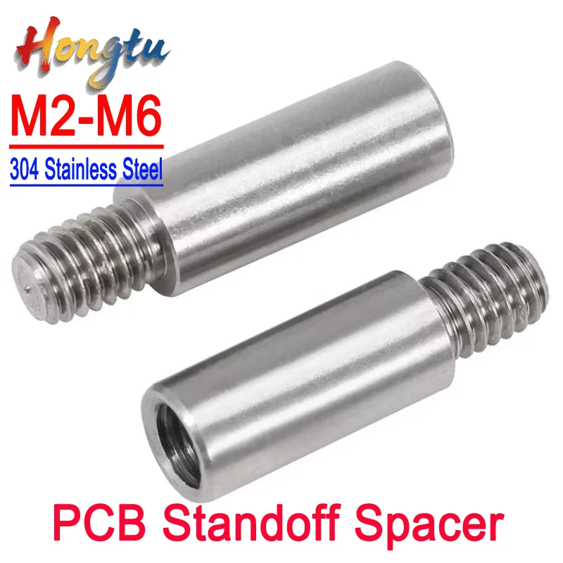 

304 Stainless Steel Threaded Pillar - M2-M6, L+4/6/8mm, PCB Standoff Spacer
