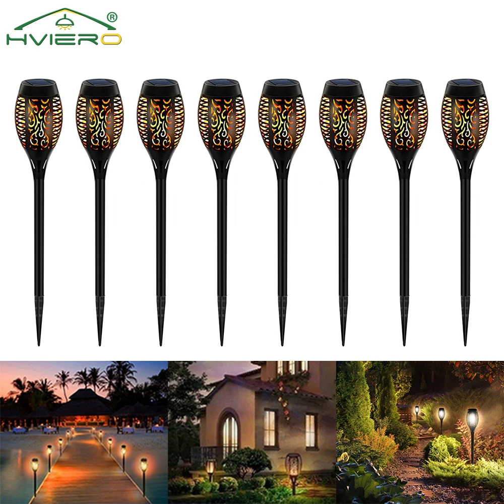 

1/2/4/8Pcs Solar Flame Lights 12LED Bulbs Flickering Waterproof Garden Decoration Outdoor Lawn Path Yard Patio Park Floor Lamps