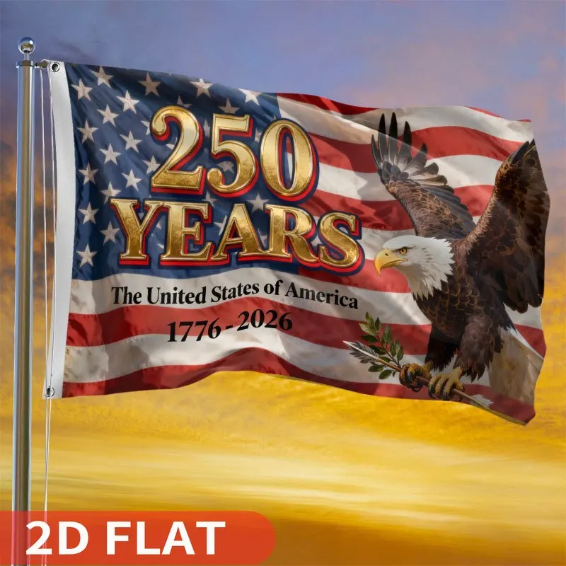 1 drapeau américain du 250e anniversaire (1776-2026) |   Bannière extérieure 3x5 pieds, célébration d'anniversaire, décoration de jardin