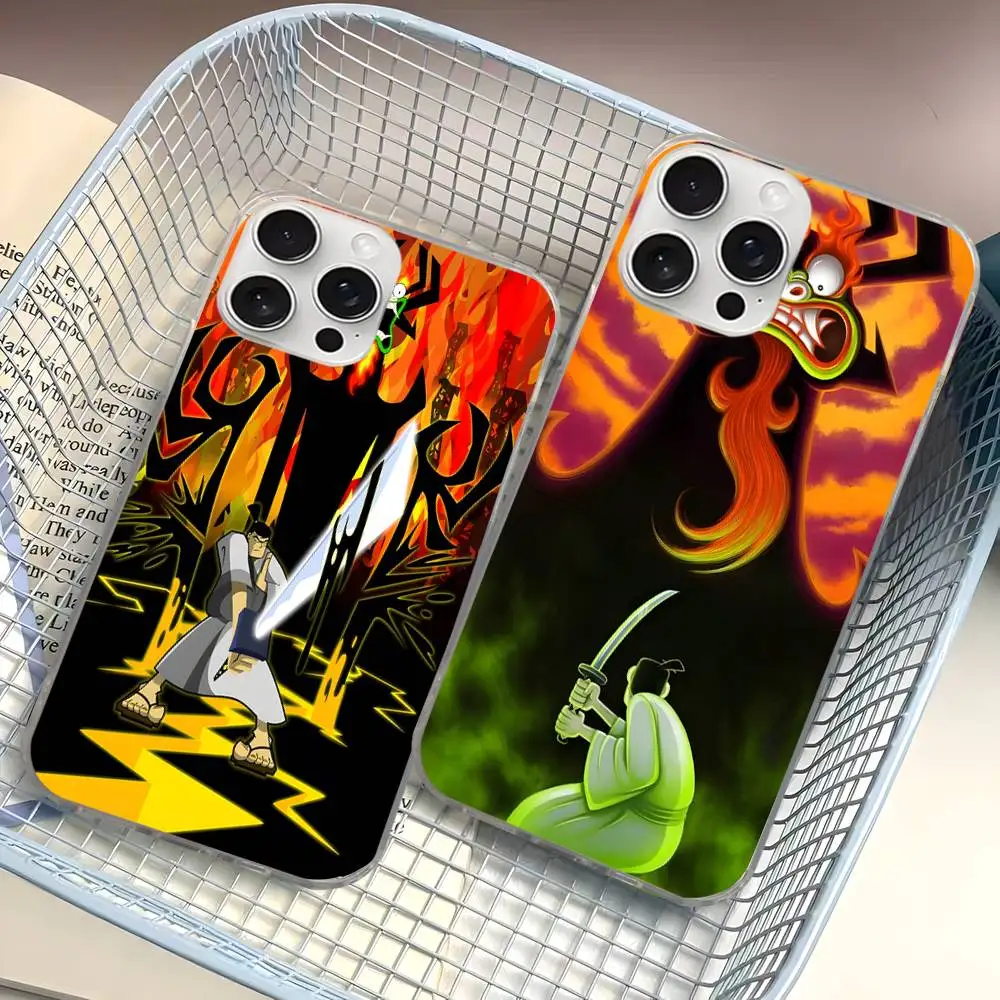 Capa de Celular Samurai Jack de 2001 para iPhone 17 16 15 14 13 12 11 Plus Pro Max, Capa Colorida Acetinada