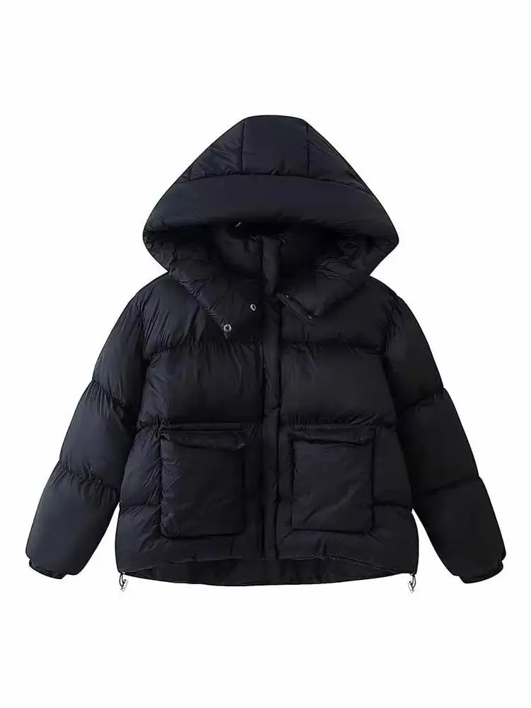 

HH женская зимняя универсальная модная хлопковая куртка с длинными рукавами и карманами, украшением с капюшоном, женская повседневная куртка в уличном стиле