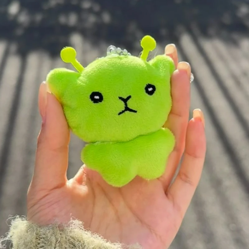 1/2/4/6/12pcs Mini Alien Cat Plush Doll Green Space Cat Pendant Portable Keychains Bag Decoration Trendy Toys Surprise Gifts
